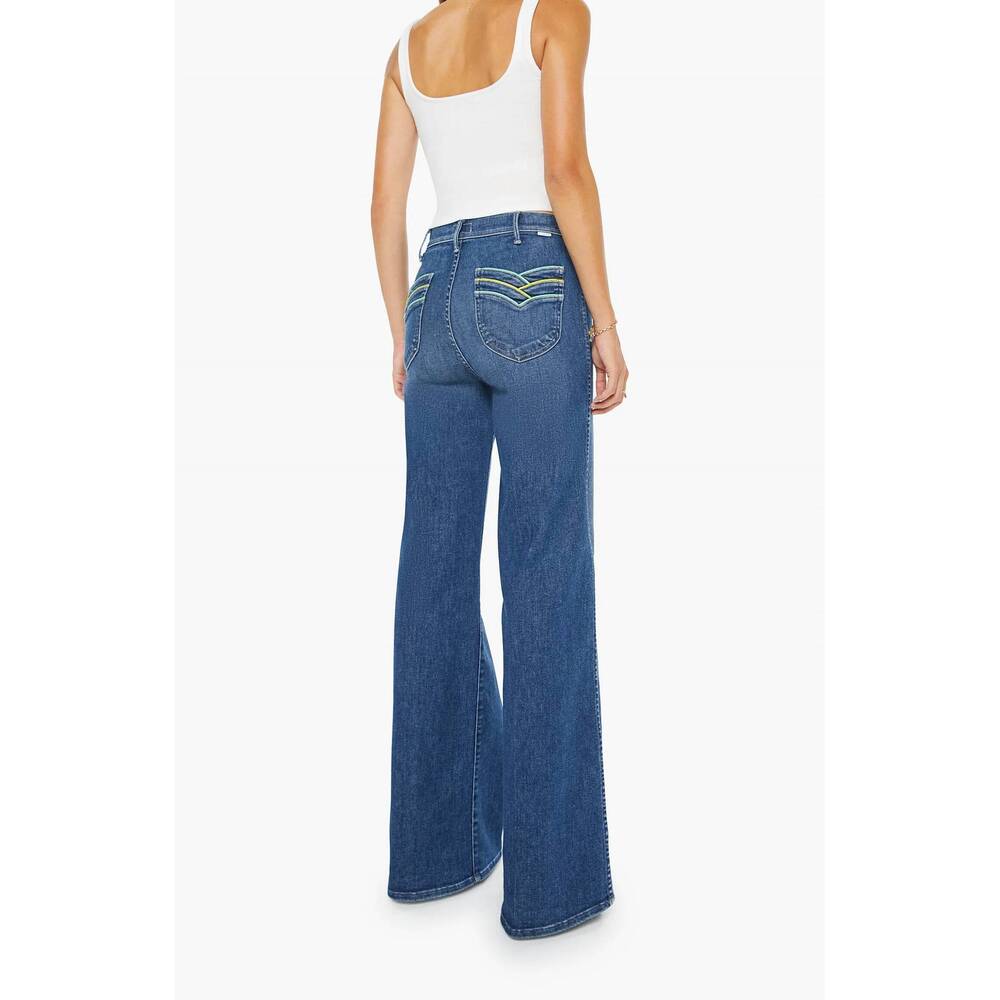 NEW MOTHER hustler roller sneak wide leg jeans in catch - Picture 3 of 6
